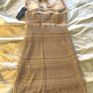 Sexy bronze crochet mini dress Guess NWT